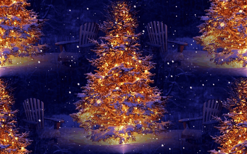 Анимированная новогодняя картинка снег и елка